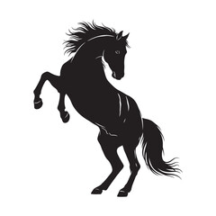 Vector art of silhouette of a rearing horse isolated on white background
