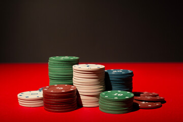 Poker chips on table. Casino card game
