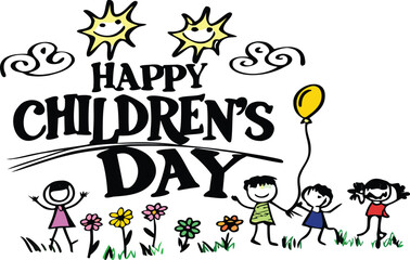 Fototapeta premium Colorful greeting card for happy children's day 2025