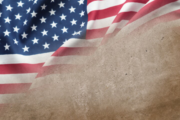 American flag on brown background