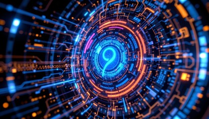 Fototapeta premium high tech hologram interface in blue digital space