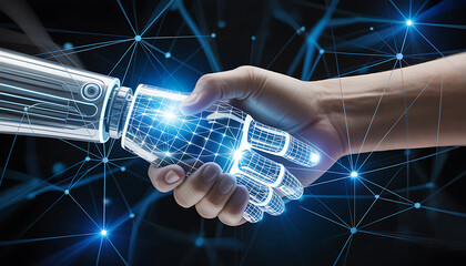 Businessman holding a mobile phone representing the connection of the digital world through technology