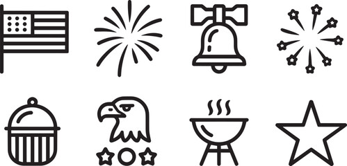 Naklejka premium Independence Day Icons Set for Patriotic Events and National Holiday Marketing Promotion Design