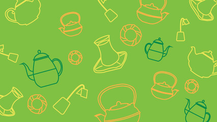 Teapot and Teacup Icons Background