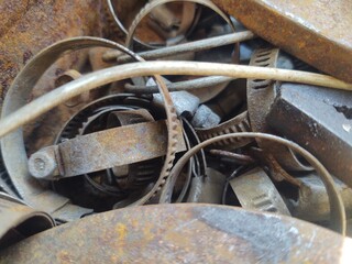 Rusty Metal Clamps and Mechanical Parts