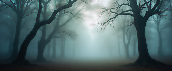 Misty forest landscape with thin veils of fog trailing through ancient trees, creating a神秘雾气缭绕的古老森林景观，透过参天大树的薄雾若隐若现。黄金时段柔和的日光自上方倾泻，勾勒出斑驳树影，营造出宁静而迷人的氛围。使用广角镜头捕捉广阔视野，确保前后景深清晰可见，微弱的雾气带来轻微的模糊感。温和暖色调灯光贯穿整个