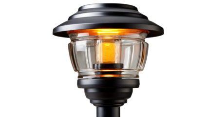 Illuminating Garden Lantern: The elegant black outdoor lantern casts a warm inviting glow. The lantern showcases its intricate design.