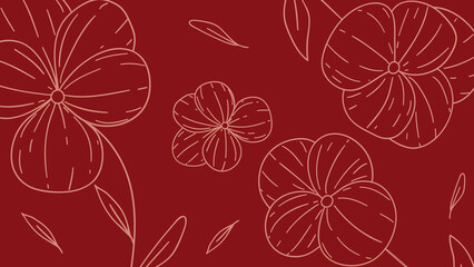 Romantic Red Floral Sketch Background