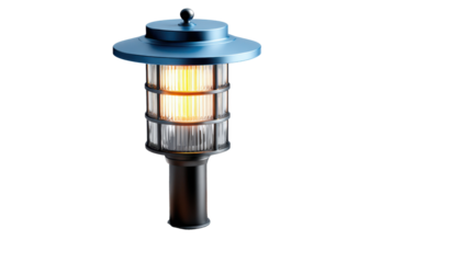 Classic Garden Lamp: An elegantly designed outdoor lamp, with its classic shape, stands illuminated, casting a warm glow. Capturing a sense of tranquility and enduring style.