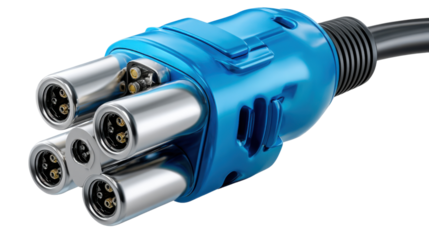 Electrical Connector: This image highlights the intricate design and functionality of an electrical connector, used to securely transmit power, signals, or data.