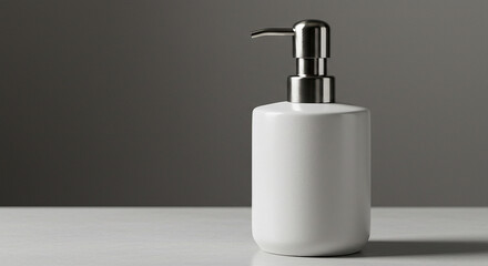 White Ceramic Soap Dispenser.