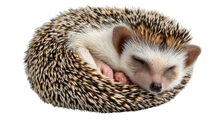 Obraz premium Cozy Sleep: An adorable hedgehog curled up in a ball, eyes gently closed, exuding tranquility and peace, a perfect image for themes of rest and relaxation.