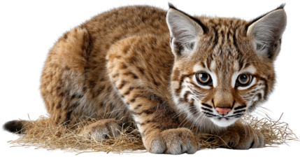 Bobcat's Gaze: A captivating image of a bobcat, its intense eyes drawing the viewer in, capturing a moment of untamed beauty in nature. 