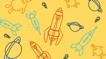 Launching rockets and planets background