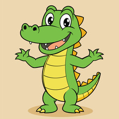 Fototapeta premium Cute cartoon alligator smiling with open arms, friendly character