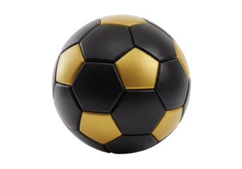 Soccer Football Ball Golden Black Gold Sport Game Equipment Athletic Award -  Isolated on Transparent background