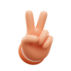 3D illustration Peace Hand Making Victory Gesture on Transparent Background
