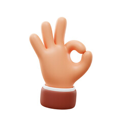 3D illustration  Hand Gesture Making Okay Sign on Transparent Background