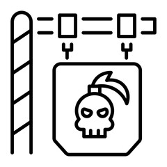 An outline style icon depicting pirate board  