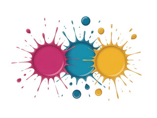 Vibrant cmyk paint splatter explosion isolated on transparent background