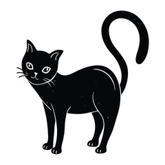 black cat with arched back