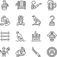 Set of Seafaring Outline Style Icons 

