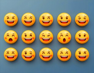 Fototapeta premium set of 3D emoji in various points of view. 