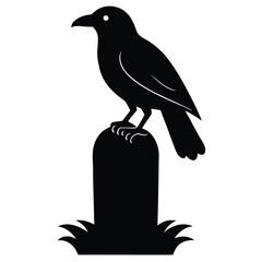 crow perched on gravestone