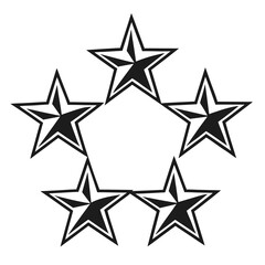 Fototapeta premium Stylized star arrangement forming a pentagon shape in black and white graphic design element vector art created with generated ai