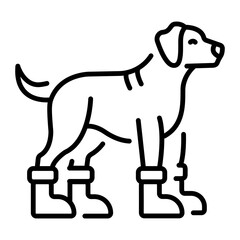 An outline style icon depicting dog boots