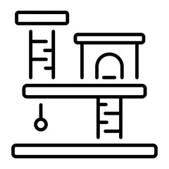 A linear style icon representing cat condo