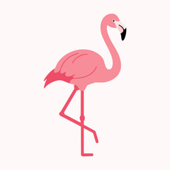 Flat Style Flamingo Standing on One Leg