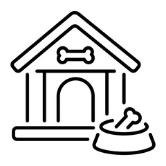 An outline style icon depicting dog house