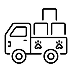 A line style icon showing pet van