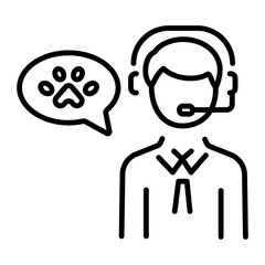 An outline style icon depicting call support