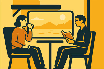 illustration travel in a train compartment vector minimalism
Vector illustration minimalism