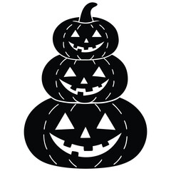 stacked pumpkins with faces