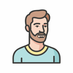 Vector Illustration of a Man with Beard in Casual Attire for Blogs, Websites, Cards, Design Projects, and Social Media Content  