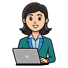 Female Marketer With Laptop White Background (1)