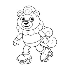 Fototapeta premium Printable Smiling Polar Bear Skiing Outline
