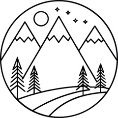 Fototapeta premium Minimalist Sketch Mountain