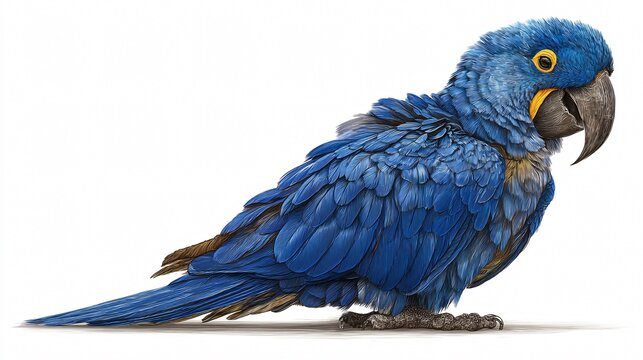 Vibrant Blue Macaw Parrot on White Background - Isolated Exotic Bird Photography - Powered by Adobe
