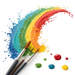 Paintbrushes with Rainbow Swirl and Splatter