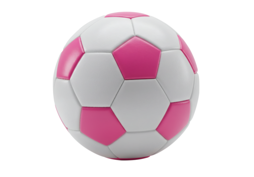 Soccer Football Ball Pink White Sport Game Equipment Recreation Athletic - Isolated on Transparent Background