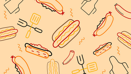 Grill tool and hot dog background