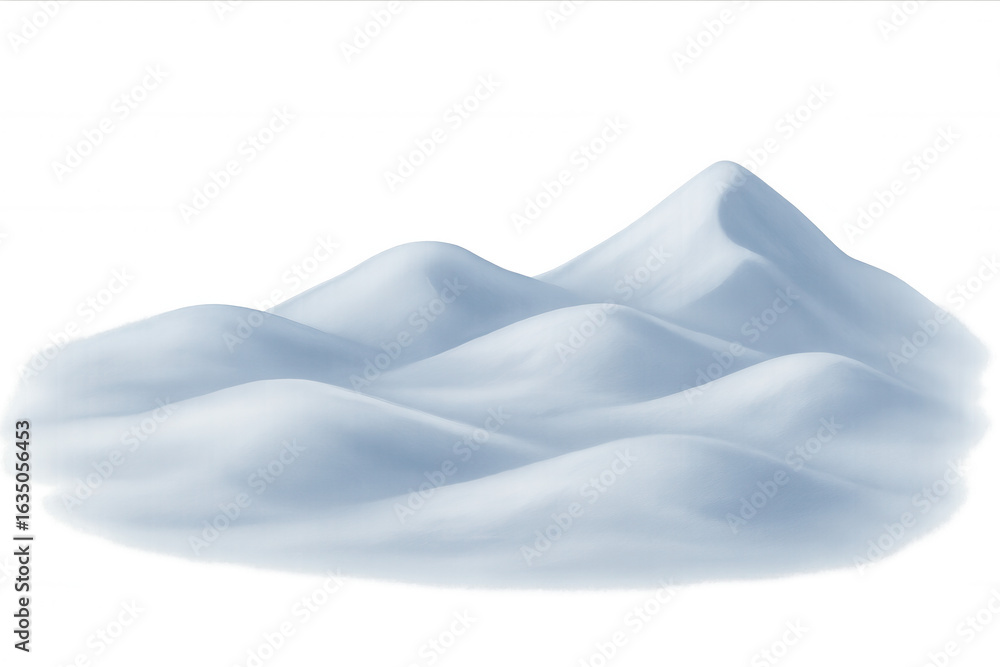 Poster realistic snowdrifts creating a winter landscape with soft curves and peaks, isolated on a transpare