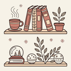 set of books and coffee
