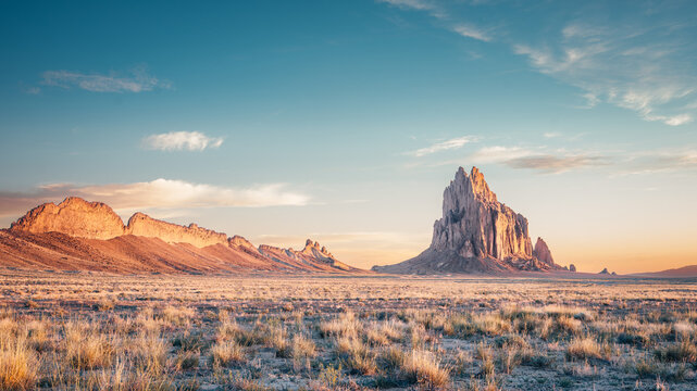Majestic Shiprock at daybreak in New Mexico Desert