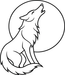 Single Line Art Wolf Howl