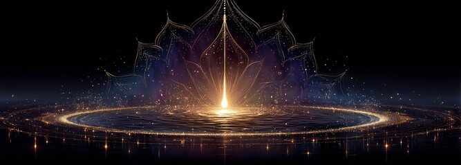 Pendulum dowsing in deep plum space with minimalist gold and silver elements